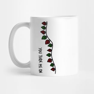 you turn me on Christmas lights funny inappropriate cards Mug